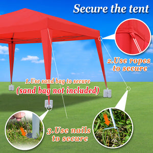 SUNNYOUTDOOR 10'x13' EZ POP UP Wedding Party Tent Folding Gazebo Beach Canopy Shelter W/Carry Bag (Red)