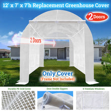 Load image into Gallery viewer, SUNNYOUTDOOR 2-Doors Replacement Greenhouse Cover for Larger Walk in Outdoor Yard Plant Gardening Hot House, Cover ONLY (White, 12&#39;x7&#39;x7&#39;)
