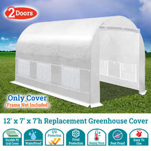 Load image into Gallery viewer, SUNNYOUTDOOR 2-Doors Replacement Greenhouse Cover for Larger Walk in Outdoor Yard Plant Gardening Hot House, Cover ONLY (White, 12&#39;x7&#39;x7&#39;)
