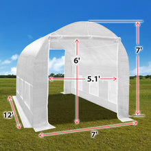 Load image into Gallery viewer, SUNNYOUTDOOR 2-Doors Replacement Greenhouse Cover for Larger Walk in Outdoor Yard Plant Gardening Hot House, Cover ONLY (White, 12&#39;x7&#39;x7&#39;)
