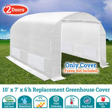 Load image into Gallery viewer, SUNNYOUTDOOR 2-Doors Replacement Greenhouse Cover for Larger Walk in Outdoor Yard Plant Gardening Hot House, Cover ONLY (White, 12&#39;x7&#39;x7&#39;)
