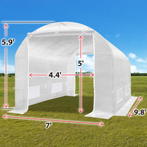 SUNNYOUTDOOR 2-Doors Replacement Greenhouse Cover for Larger Walk in Outdoor Yard Plant Gardening Hot House, Cover ONLY (White, 12'x7'x7')