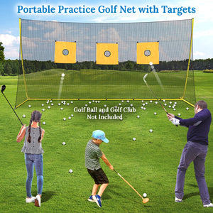 SUNNYOUTDOOR 11.8x6.3' Portable Golf Hitting Net Practice Driving Indoor Outdoor Aid carrybag