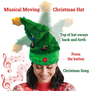 Christmas Hat Moves to Music with the Dancing Electric Party Swing Novelty Funny Hat for Xmas Halloween Decorations