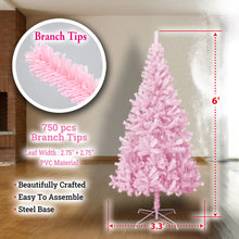 Load image into Gallery viewer, Pink Artificial Christmas Tree Unlit Hinged Spruce Full Tree Indoor Holiday Festival Party Decoration, with Metal Stand
