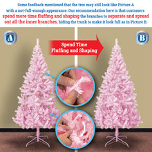 Load image into Gallery viewer, Pink Artificial Christmas Tree Unlit Hinged Spruce Full Tree Indoor Holiday Festival Party Decoration, with Metal Stand
