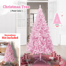 Load image into Gallery viewer, Pink Artificial Christmas Tree Unlit Hinged Spruce Full Tree Indoor Holiday Festival Party Decoration, with Metal Stand
