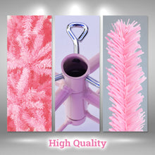 Load image into Gallery viewer, Pink Artificial Christmas Tree Unlit Hinged Spruce Full Tree Indoor Holiday Festival Party Decoration, with Metal Stand
