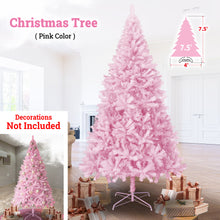 Load image into Gallery viewer, Pink Artificial Christmas Tree Unlit Hinged Spruce Full Tree Indoor Holiday Festival Party Decoration, with Metal Stand
