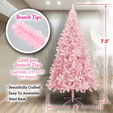 Load image into Gallery viewer, Pink Artificial Christmas Tree Unlit Hinged Spruce Full Tree Indoor Holiday Festival Party Decoration, with Metal Stand
