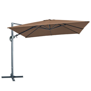 10'x10' Deluxe Patio Umbrella Outdoor Off-Set Hanging Roma Umbrella Tilt & 360 Rotation Patio Heavyduty Sunshade Cantilever Crank(steel cross base is included)