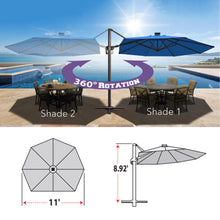 Load image into Gallery viewer, 11' Solar LED Roma Umbrella Deluxe Cantilever Umbrella Sunbrella Cover Umbrella Patio Umbrella Garden Outdoor
