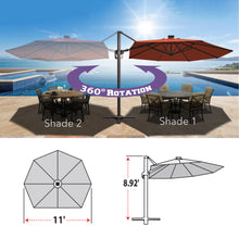 Load image into Gallery viewer, 11' Solar LED Roma Umbrella Deluxe Cantilever Umbrella Sunbrella Cover Umbrella Patio Umbrella Garden Outdoor

