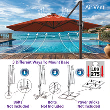 Load image into Gallery viewer, 11' Solar LED Roma Umbrella Deluxe Cantilever Umbrella Sunbrella Cover Umbrella Patio Umbrella Garden Outdoor
