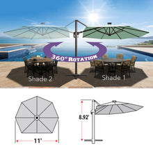 Load image into Gallery viewer, 11' Solar LED Roma Umbrella Deluxe Cantilever Umbrella Sunbrella Cover Umbrella Patio Umbrella Garden Outdoor
