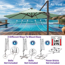 Load image into Gallery viewer, 11' Solar LED Roma Umbrella Deluxe Cantilever Umbrella Sunbrella Cover Umbrella Patio Umbrella Garden Outdoor
