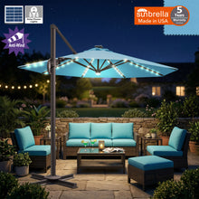 Load image into Gallery viewer, 11' Solar LED Roma Umbrella Deluxe Cantilever Umbrella Sunbrella Cover Umbrella Patio Umbrella Garden Outdoor
