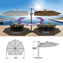 Load image into Gallery viewer, 11' Solar LED Roma Umbrella Deluxe Cantilever Umbrella Sunbrella Cover Umbrella Patio Umbrella Garden Outdoor
