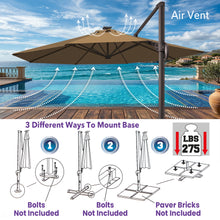 Load image into Gallery viewer, 11' Solar LED Roma Umbrella Deluxe Cantilever Umbrella Sunbrella Cover Umbrella Patio Umbrella Garden Outdoor
