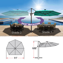 Load image into Gallery viewer, 11' Solar LED Roma Umbrella Deluxe Cantilever Umbrella Sunbrella Cover Umbrella Patio Umbrella Garden Outdoor
