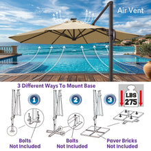 Load image into Gallery viewer, 11' Solar LED Roma Umbrella Deluxe Cantilever Umbrella Sunbrella Cover Umbrella Patio Umbrella Garden Outdoor
