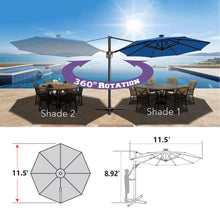 Load image into Gallery viewer, 11.5' Solar LED Roma Umbrella Deluxe Cantilever Umbrella Sunbrella Cover Umbrella Patio Umbrella Garden Outdoor
