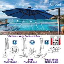 Load image into Gallery viewer, 11.5' Solar LED Roma Umbrella Deluxe Cantilever Umbrella Sunbrella Cover Umbrella Patio Umbrella Garden Outdoor
