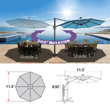 Load image into Gallery viewer, 11.5' Solar LED Roma Umbrella Deluxe Cantilever Umbrella Sunbrella Cover Umbrella Patio Umbrella Garden Outdoor
