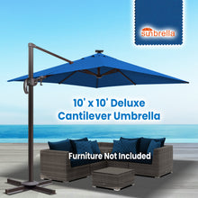 Load image into Gallery viewer, SUNNYOUTDOOR 10&#39;x10&#39; Deluxe Cantilever Umbrella LED Lighted Umbrella Sunbrella Cover Anti Wind Patio Umbrella Garden Outdoor
