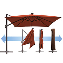 Load image into Gallery viewer, SUNNYOUTDOOR 10&#39;x10&#39; Deluxe Cantilever Umbrella LED Lighted Umbrella Sunbrella Cover Anti Wind Patio Umbrella Garden Outdoor
