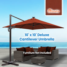 Load image into Gallery viewer, SUNNYOUTDOOR 10&#39;x10&#39; Deluxe Cantilever Umbrella LED Lighted Umbrella Sunbrella Cover Anti Wind Patio Umbrella Garden Outdoor
