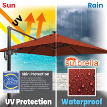 Load image into Gallery viewer, SUNNYOUTDOOR 10&#39;x10&#39; Deluxe Cantilever Umbrella LED Lighted Umbrella Sunbrella Cover Anti Wind Patio Umbrella Garden Outdoor
