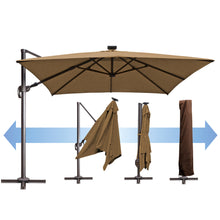 Load image into Gallery viewer, SUNNYOUTDOOR 10&#39;x10&#39; Deluxe Cantilever Umbrella LED Lighted Umbrella Sunbrella Cover Anti Wind Patio Umbrella Garden Outdoor
