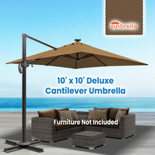 Load image into Gallery viewer, SUNNYOUTDOOR 10&#39;x10&#39; Deluxe Cantilever Umbrella LED Lighted Umbrella Sunbrella Cover Anti Wind Patio Umbrella Garden Outdoor
