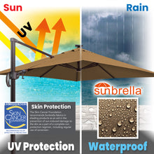 Load image into Gallery viewer, SUNNYOUTDOOR 10&#39;x10&#39; Deluxe Cantilever Umbrella LED Lighted Umbrella Sunbrella Cover Anti Wind Patio Umbrella Garden Outdoor
