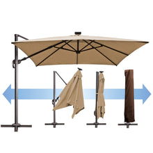 Load image into Gallery viewer, SUNNYOUTDOOR 10&#39;x10&#39; Deluxe Cantilever Umbrella LED Lighted Umbrella Sunbrella Cover Anti Wind Patio Umbrella Garden Outdoor
