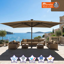 Load image into Gallery viewer, 10x13 FT Solar LED Roma Umbrella  Sunbrella Umbrella Cantilever Big Roma Umbrella Hanging Offset Parasol UV+ Waterproof Umbrella
