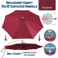 Load image into Gallery viewer, 10ft 8rib Replacement Canopy cover for Solar Cantilever Patio Hanging Umbrella
