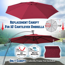 Load image into Gallery viewer, 10ft 8rib Replacement Canopy cover for Solar Cantilever Patio Hanging Umbrella
