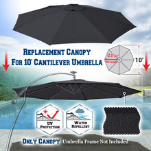 Load image into Gallery viewer, 10ft 8rib Replacement Canopy cover for Solar Cantilever Patio Hanging Umbrella
