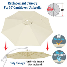 Load image into Gallery viewer, 10ft 8rib Replacement Canopy cover for Solar Cantilever Patio Hanging Umbrella
