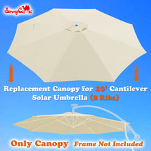 Load image into Gallery viewer, 10ft 8rib Replacement Canopy cover for Solar Cantilever Patio Hanging Umbrella
