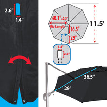 Load image into Gallery viewer, 11.5 FT Roma Cantilever Umbrella Top Cover 8-ribs Patio Replacement Canopy Outdoor, Canopy Only
