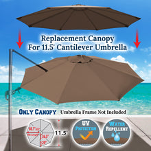 Load image into Gallery viewer, 11.5 FT Roma Cantilever Umbrella Top Cover 8-ribs Patio Replacement Canopy Outdoor, Canopy Only
