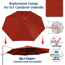 Load image into Gallery viewer, 11.5 FT Roma Cantilever Umbrella Top Cover 8-ribs Patio Replacement Canopy Outdoor, Canopy Only
