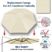 Load image into Gallery viewer, 11.5 FT Roma Cantilever Umbrella Top Cover 8-ribs Patio Replacement Canopy Outdoor, Canopy Only
