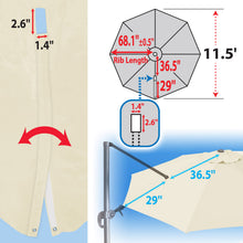 Load image into Gallery viewer, 11.5 FT Roma Cantilever Umbrella Top Cover 8-ribs Patio Replacement Canopy Outdoor, Canopy Only
