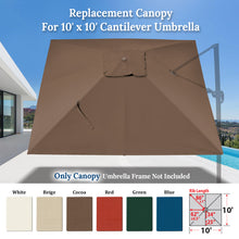 Load image into Gallery viewer, 10'x10' Umbrella Canopy Replacement Cantilever Umbrella Replacement Canopy, Canopy ONLY, Frame NOT Included
