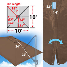 Load image into Gallery viewer, 10'x10' Umbrella Canopy Replacement Cantilever Umbrella Replacement Canopy, Canopy ONLY, Frame NOT Included

