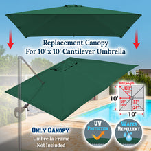 Load image into Gallery viewer, 10'x10' Umbrella Canopy Replacement Cantilever Umbrella Replacement Canopy, Canopy ONLY, Frame NOT Included
